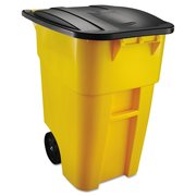 Rubbermaid Commercial 50 gal Square Trash Can, Yellow, Top Door, Plastic FG9W2700YEL